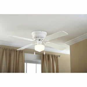 42″ Hugger Indoor Ceiling Fan with Single Light White 4 Blades LED Bulb - Picture 1 of 5