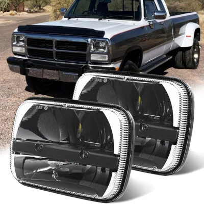 Par de faros LED cuadrados de haz alto/bajo de 5x7" 7x6 para Dodge W150 250 350 Ramcharger Foto 1 de 4