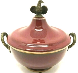 Porzellan Dominikum französische überzogene Terrine Messing Adler Griffe Akzente - Bild 1 von 9