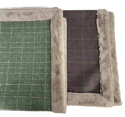 Manta grande de tweed y piel sintética, tapete, cama para perros. Verde o marrón. 120 x 90 cm Foto 1 de 4