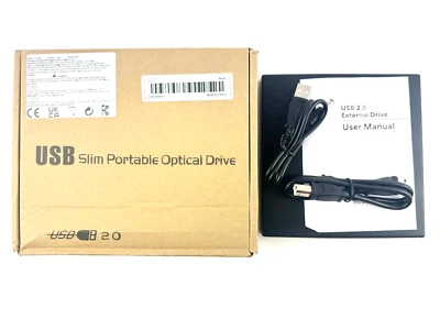 Unidad óptica portátil delgada USB CD DVD con alimentación USB y puerto de computadora USB NO MAC Foto 1 de 4