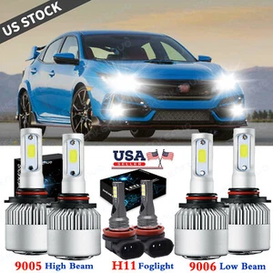 For Honda Civic 2006-2012 2013 2014 2015 LED Headlights High&Low Fog Light Bulbs - Picture 1 of 12