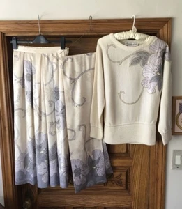 Umi Collections by Anne Crimmins - vintage sweater, midi skirt & scarf ensemble - Picture 1 of 12