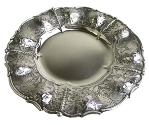 800 Continental solid silver 8 1/2" plate lacy Victorian floral - Picture 1 of 7