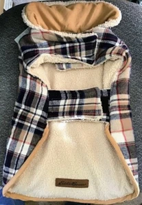 Eddie Bauer Med. Plaid Fleece Lined DOG Apparel Coat/Vest NWT - Picture 1 of 3