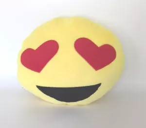 Emoji Smiley Pillow Face Heart Eyes Plush Stuffed Toy 13 inch Yellow Novelty - Picture 1 of 8