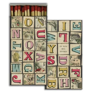 Alphabet Set of 2 Large Matchboxes with Wooden Matches - Picture 1 of 2