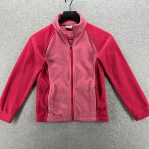 Columbia Windbreaker Girls Size Medium 10/12 Pink Fleece Long Sleeve Full Zip - Picture 1 of 12