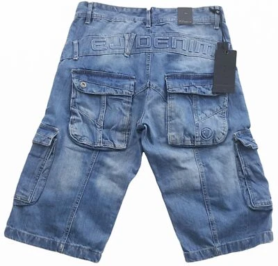 PANTALONES CORTOS VAQUEROS HOMBRE TALLA GRANDE ETO COMBAT GRAN DETALLE EMS 604 AZUL CLARO - W46 W48 Foto 1 de 2