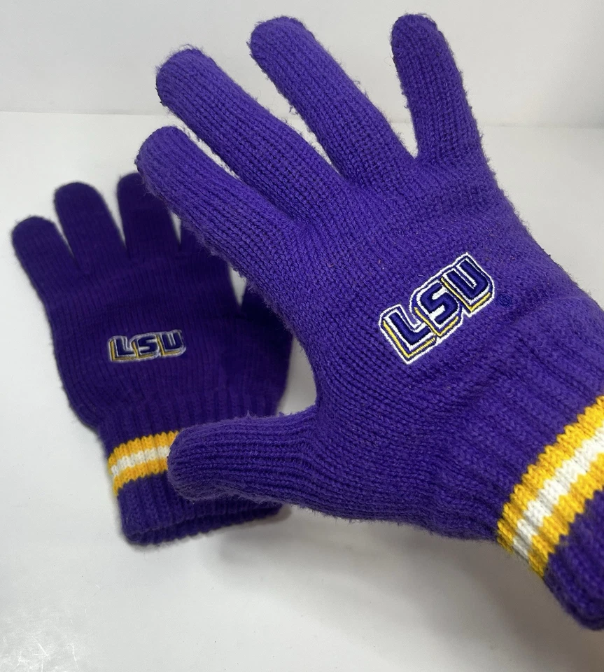 Luvas de inverno/outono NCAA LSU Tigers College SEC. Roxo e dourado. Desgaste de aquecimento. - Imagem 1 de 4