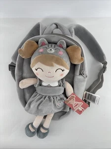 Mochila para muñeca de felpa gris Gloveleya nueva con etiquetas - Imagen 1 de 7