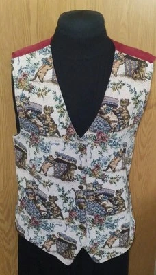 BOBBIE BROOKS Cat Dog Tapestry Unlined Waistcoat Vest SEE MEASUREMENTS NO SIZE - Image 1 of 4