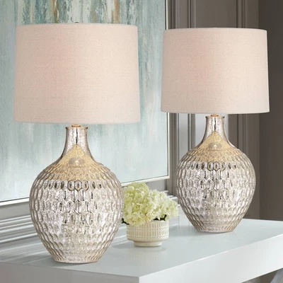 360 Lighting Waylon 28" Modern Luxe Mercury Glass Table Lamps Set of 2 - Image 1 of 4