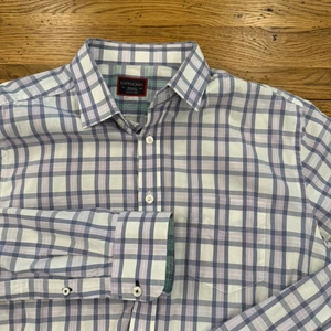 Camisa UNTUCKit Para Hombre M Púrpura Azul Cuadros Algodón Botón Delantero Manga Larga - Imagen 1 de 8