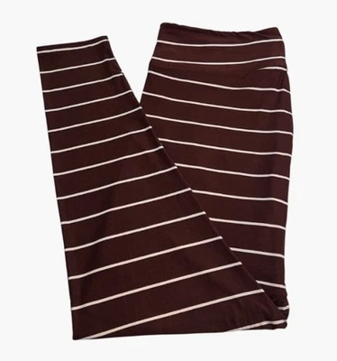 LuLaRoe Leggings TC2 Tall Curvy 2 BROWN Autumn Fall Stripe Chocolate Coffee SOFT - Image 1 of 4