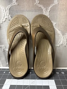 Crocs Women Sandals Thong Flip Flops Brown Size 10 - Picture 1 of 5