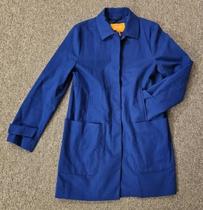 Gabardina Joe Fresh Mujer S 5 Bolsillos Forrada Azul Algodón Botones Ocultos  - Imagen 1 de 13