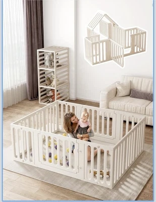 VBABY Parque Infantil, Pluma de Plástico para Bebés y Niños Pequeños 1-3, 12 Paneles Grande Foto 1 de 4