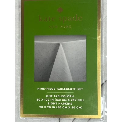 Juego de manteles Kate Spade New York Larabee Dot 9 piezas 60x102" 8 servilletas GRIS Foto 1 de 4