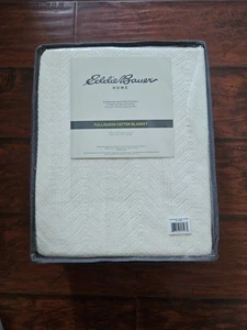 Eddie Bauer - Full/Queen Blanket, Lightweight Cotton Bedding - Bone - New In Box - Picture 1 of 6