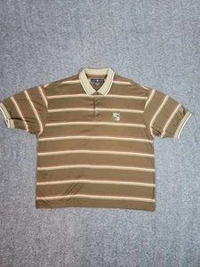 Vtg 90's Nike × Tiger Woods Mens Golf Polo Shirt Size L Brown Striped Yin Yang - Picture 1 of 13
