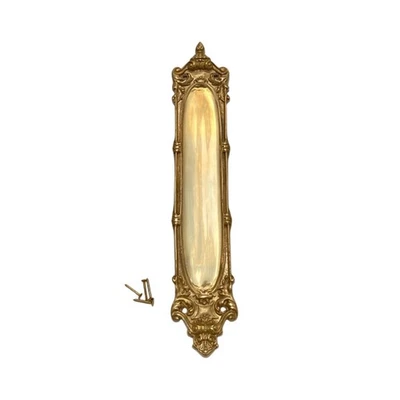 Large Milford Push Plate in Cast Solid Brass 15 Inches Tall - Image 1 of 3