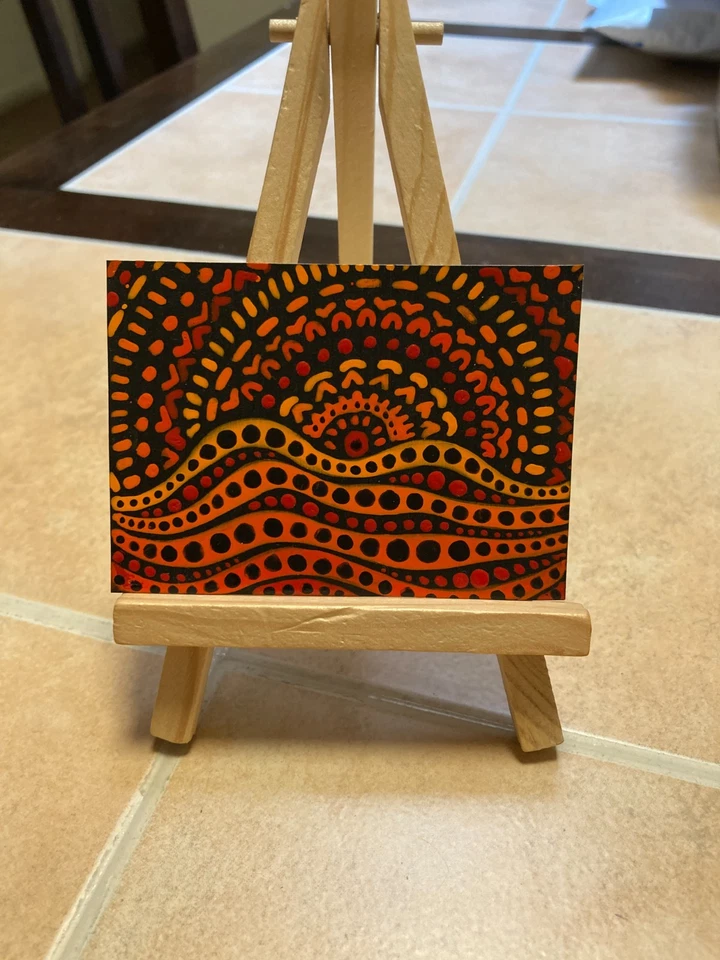 Tarjeta de arte de pintura ACEO original de medios mixtos ATC Lowbrow abstracto 15 Foto 1 de 1