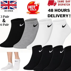 Nike Socks Mens Women 3 Pairs 6 Pairs Soft Cotton Crew Ankle Lightweight Sports - Picture 1 of 8