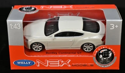 Bentley Continental GT Blanco 1:43 Diecast Welly NEX Modelos Excelente en Caja Foto 1 de 4