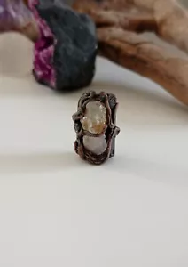 Citrine quartz dread bead ,Handmade Tube Beads, 8 mm Hole ,rasta beads, - Picture 1 of 5