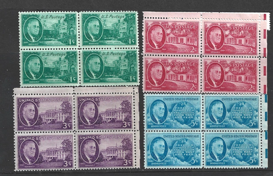US Stamp 930 931 932 933 Franklin D Roosevelt Blocks Mint NH OG FREE SHIP - Image 1 of 1