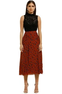 NICHOLAS Rust Leopard Print Silk Tuck Skirt Size 8 AU preloved - Imagen 1 de 7