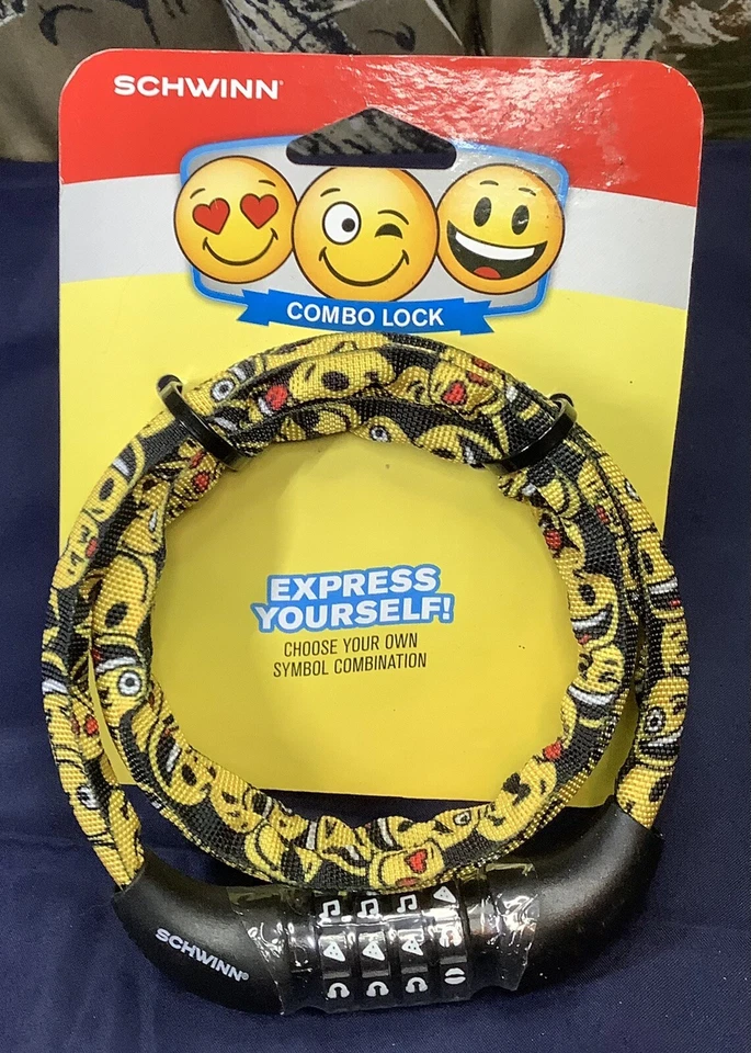 Schwinn Emoji Bike Combo Lock Symbol Combination Steel Fabric Cover 6mm
