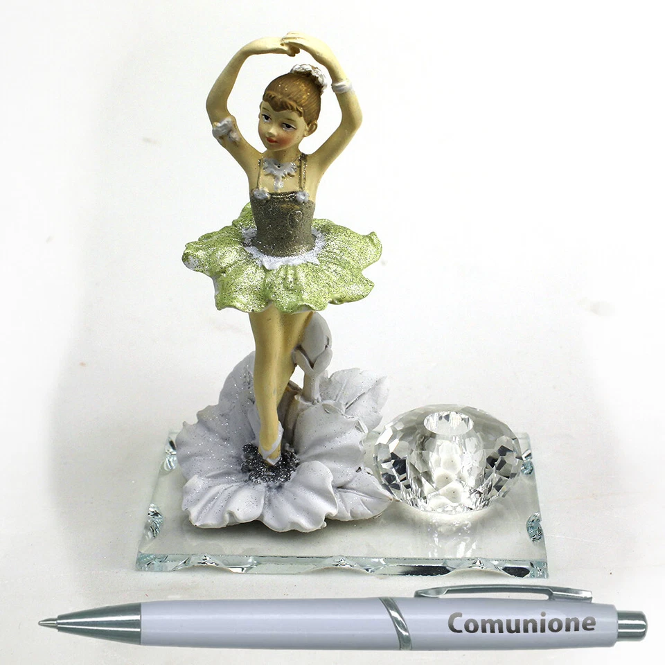 31976 Bomboniere PortaPenne Vetro Cristallo Penna Ballerina Danza Comunione - Immagine 1 di 1
