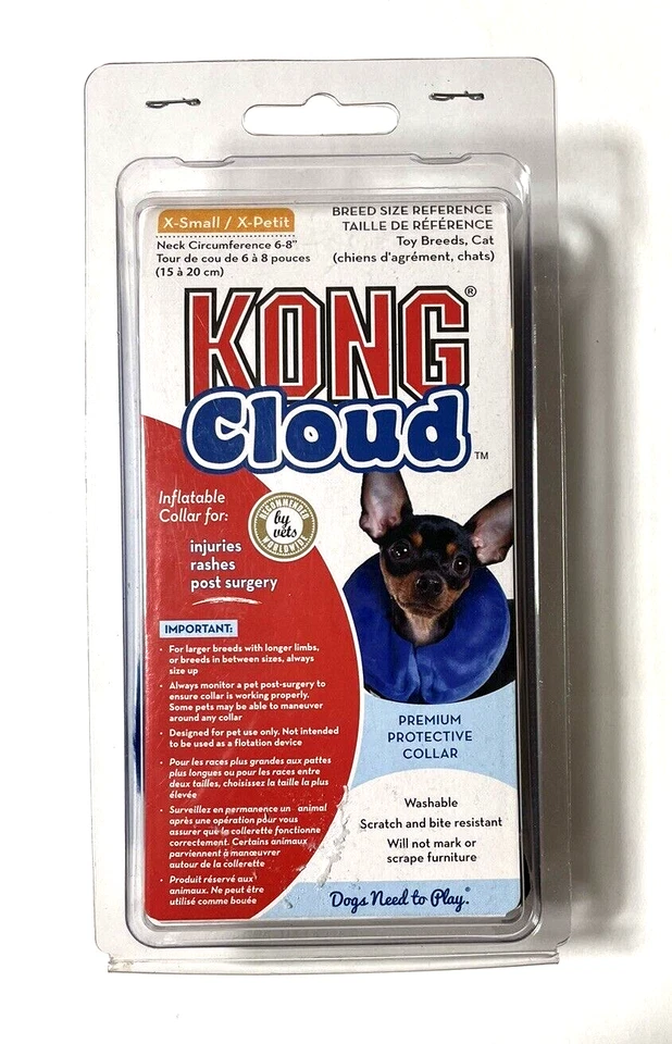 Colar eletrônico inflável KONG Cloud para cães e gatos - Tamanho XS, tamanho do pescoço 6-8 polegadas NOVO - Imagem 1 de 3
