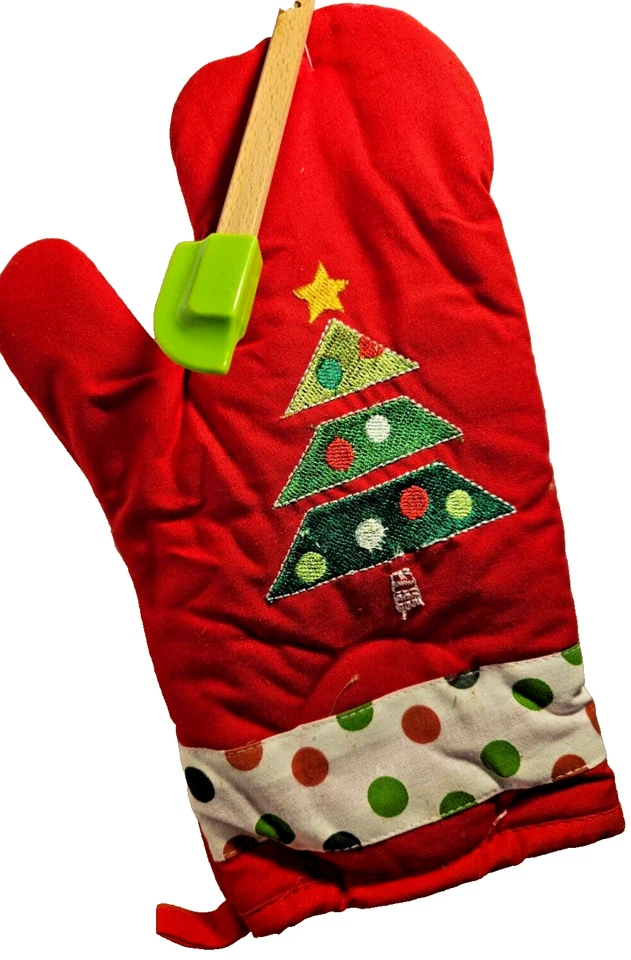 Christmas Baking Oven Mitt / Christmas Time/ Two Vintage  Pot Holders - Image 1 of 4