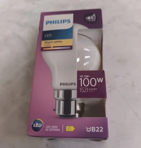 Philips LED A60 Frosted Bulb B22, 10.5W=100W, 2700K Warm White, Non-Dimmable - Picture 1 of 9
