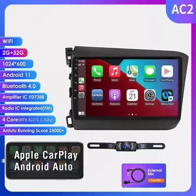 Radio estéreo para auto Apple CarPlay para Honda Civic 2012-2015 Android 12 GPS NAVEGACIÓN WIFI Foto 1 de 4