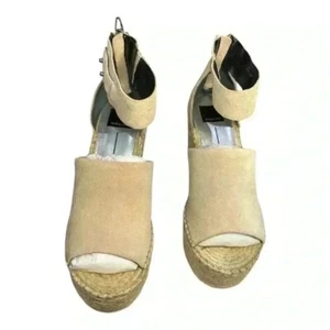 Dolce Vita Rouge Wildleder Stroh Keilabsatz Sandalen - Größe 8 - Top Zustand - Bild 1 von 7