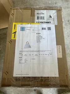Nordische 14,5" 1-flammige Pendelleuchte in hellbraunem Leder/weiß - Bild 1 von 1