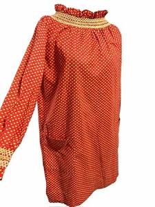 Vintage 60s 70s  Miss Elaine Women’s L House Dress Cottage core Orange/Yellow - Picture 1 of 7