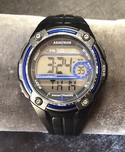 Armitron  Pro Sports Shock Watch Black/Silver/Blue G2 - Picture 1 of 7