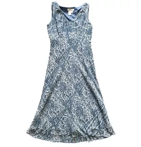 Coldwater Creek Fairy Vintage 90s Silk Maxi Slip Dress 12P Sheer Overlay Paisley - Picture 1 of 10