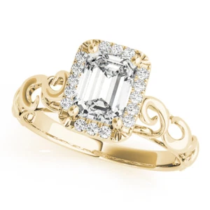 Anillo de diamantes halo cuadrado moissanita cortada esmeralda brillante para siempre - Imagen 1 de 3