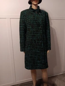 Vintage Forecaster Of Boston Wool Blend Teal Green Plaid Sz 12 Double Breast - Picture 1 of 21