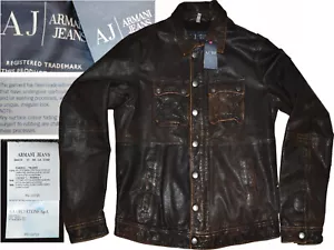 ARMANI Chaqueta 100% Cuero Envejecido Para Hombre Talla M AR31 T3G - Bild 1 von 13