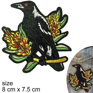Magpie Iron on patch Australia bird Aussie animal Oz Collingwood iron-on patches - Picture 1 of 3
