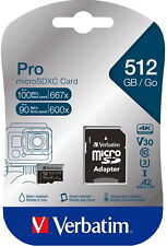 Verbatim Micro SDXC Karte 512GB Speicherkarte Pro UHS-I U3 4K Class 10