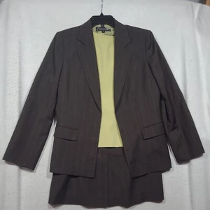 Kasper 3 Piece Suit Women's 12 Green Brown Jacket Skirt - Picture 1 of 16