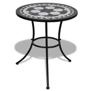 vidaXL Bistro Table Black and White 60 cm Mosaic BMG - Picture 1 of 5